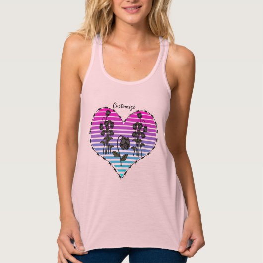 Barbed Wire Heart Wilde Zwarte Rozen Thunder_Cove Tanktop (Voorkant)