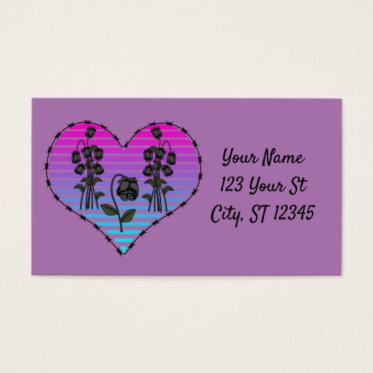 Barbed Wire Heart Wilde Zwarte Rozen Thunder_Cove Visitekaartje (Voorkant)