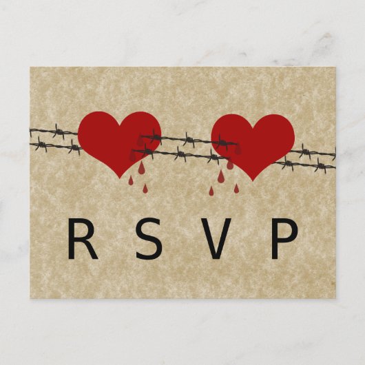 Barbed Wire Hearts Tattoo RSVP Briefkaart (Voorkant)