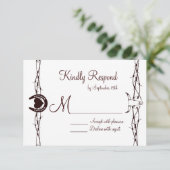 Barbed Wire Hoefijzer Land Westerne RSVP-kaarten RSVP Kaartje (Staand voorkant)