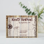 Barbed Wire Hoefijzer Land Westerne RSVP-kaarten RSVP Kaartje (Staand voorkant)