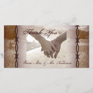 Barbed Wire western Country Wedding Dank u Bedankkaart