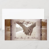Barbed Wire western Country Wedding Dank u Bedankkaart (Voorkant / Achterkant)