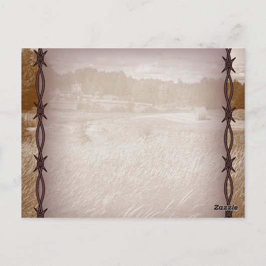 Barbed Wire western Country Wedding Dank u Briefkaart (Achterkant)