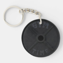 Barbell 45-lb plate "GYM TIME" for a gym person Sleutelhanger