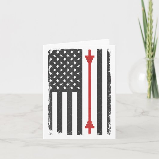 Barbell American Flag Gym Workout Tee Usa Motivati Kaart (Voorkant)