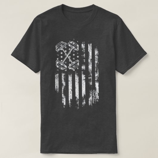 Barbell American Flag Workout Gym T-shirt (Design voorkant)