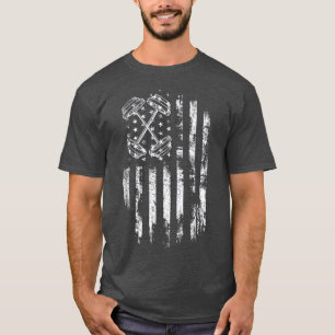 Barbell American Flag Workout Gym T-shirt