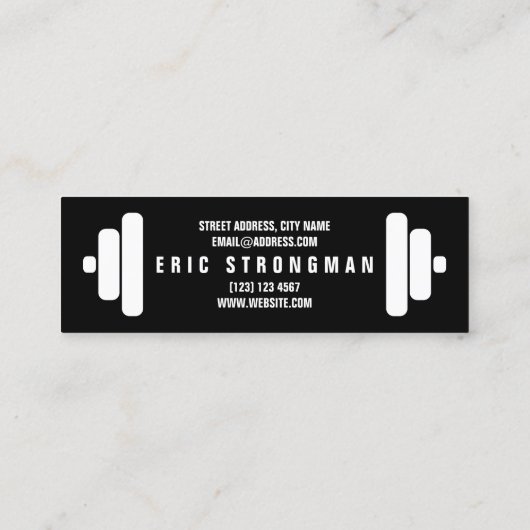 Barbell bekijk tekst en gewichten mengen mini visitekaartje (Achterkant)