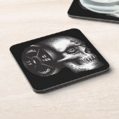 Barbell Bord en schedel - Workout Gym Motivatie Bier Onderzetter (Linkerzijde)