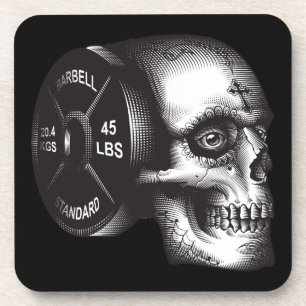 Barbell Bord en schedel - Workout Gym Motivatie Bier Onderzetter
