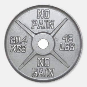Barbell Bord - Geen pijn Geen pijn Ronde Sticker
