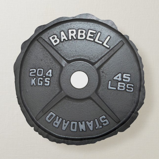 Barbell Bord - Gym Rond Kussen (Achterkant)