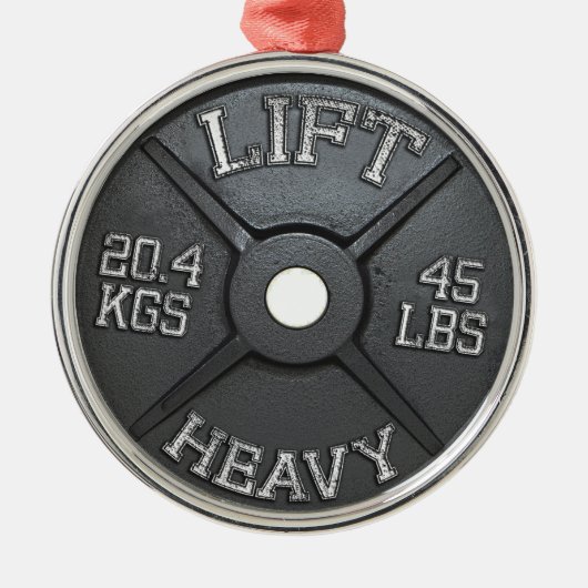 Barbell Bord - Lift Heavy Metalen Ornament (Voorkant)