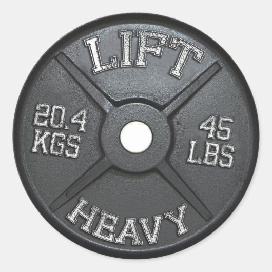 Barbell Bord - Lift Heavy Ronde Sticker (Voorkant)
