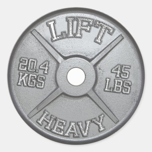 Barbell Bord - Lift Heavy Ronde Sticker (Voorkant)