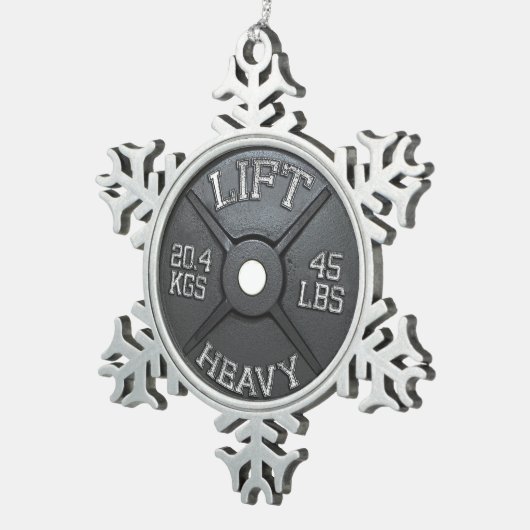 Barbell Bord - Lift Heavy Tin Sneeuwvlok Ornament (Rechts)