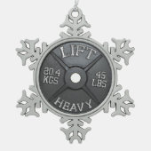 Barbell Bord - Lift Heavy Tin Sneeuwvlok Ornament (Voorkant)