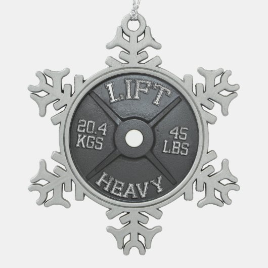 Barbell Bord - Lift Heavy Tin Sneeuwvlok Ornament (Voorkant)