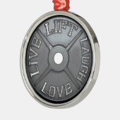 Barbell Bord - Lift, Live, Love, Laugh Metalen Ornament (Links)