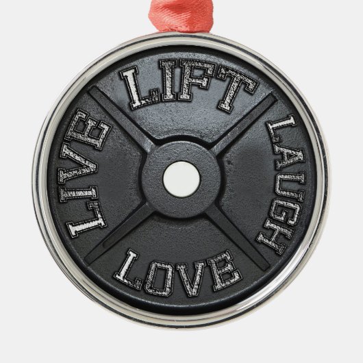 Barbell Bord - Lift, Live, Love, Laugh Metalen Ornament (Voorkant)