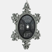 Barbell Bord - Lift u zelfs op Tin Sneeuwvlok Ornament (Links)