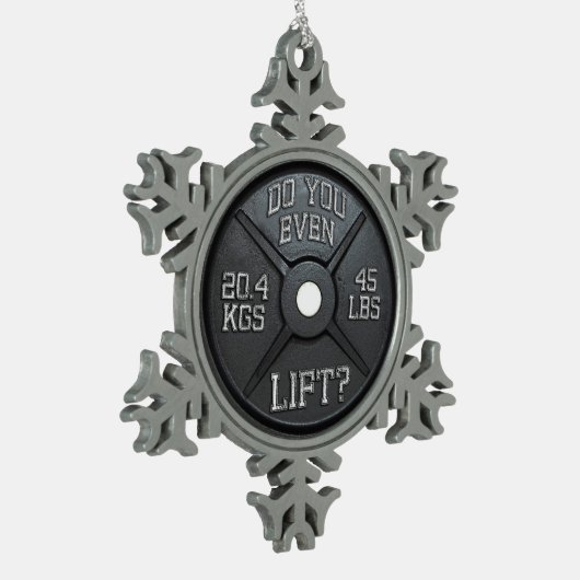 Barbell Bord - Lift u zelfs op Tin Sneeuwvlok Ornament (Links)