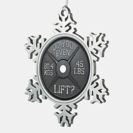 Barbell Bord - Lift u zelfs op Tin Sneeuwvlok Ornament (Rechts)