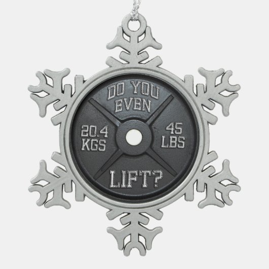 Barbell Bord - Lift u zelfs op Tin Sneeuwvlok Ornament (Voorkant)