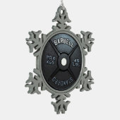 Barbell Bord Tin Sneeuwvlok Ornament (Links)