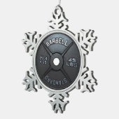 Barbell Bord Tin Sneeuwvlok Ornament (Rechts)