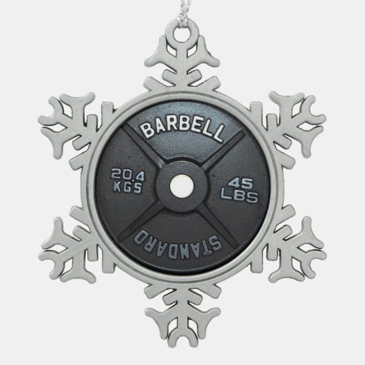 Barbell Bord Tin Sneeuwvlok Ornament (Voorkant)