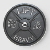 Barbell Bord Wall Clock - LIFT HEAVY Grote Klok (Voorkant)