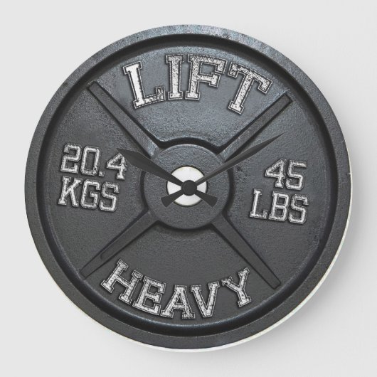 Barbell Bord Wall Clock - LIFT HEAVY Grote Klok (Voorkant)