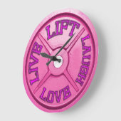 Barbell Bord Wall Clock - Lift, Live, Love, Laugh Grote Klok (Hoek)