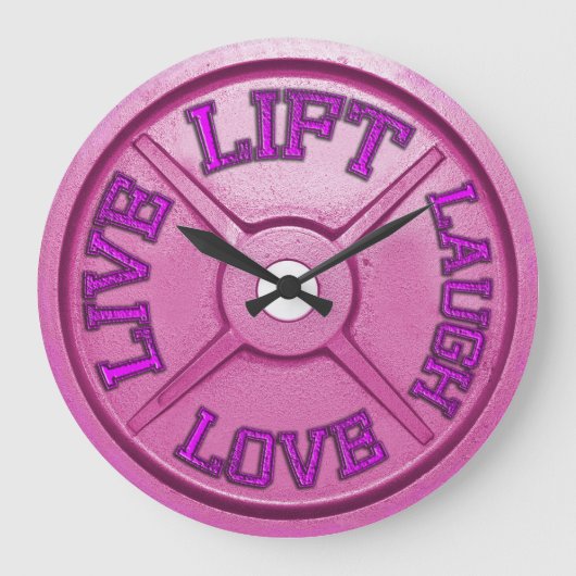 Barbell Bord Wall Clock - Lift, Live, Love, Laugh Grote Klok (Voorkant)