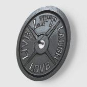 Barbell Bord Wall Clock - Lift, Live, Love, Laugh Grote Klok (Hoek)