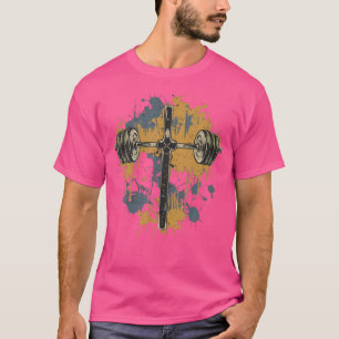 Barbell Cross Grappig Christelijk Gym Jesus Weight T-shirt