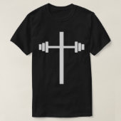 Barbell Dumbbell Cross Christelijk Jesus Gym Worko T-shirt (Design voorkant)