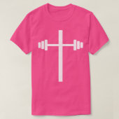 Barbell Dumbbell Cross Christelijk Jesus Gym Worko T-shirt (Design voorkant)