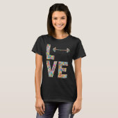 Barbell Gym Workout Love Flowers T-shirt (Voorkant volledig)