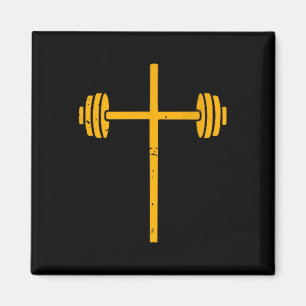 Barbell Kruis-shirt Grappige Christelijke Workout  Magneet