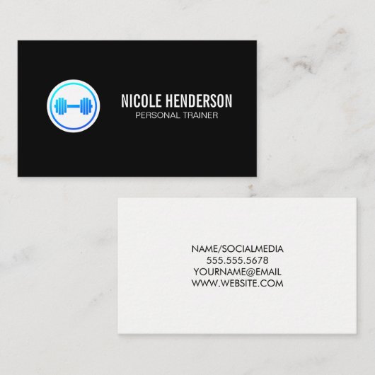 Barbell Logo | Gezondheidszorg Visitekaartje (Voorkant / Achterkant)