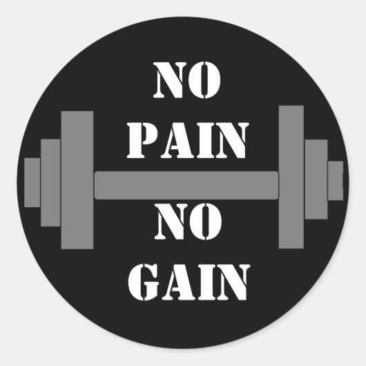 barbell NO PAIN NO GAIN Ronde Sticker (Voorkant)