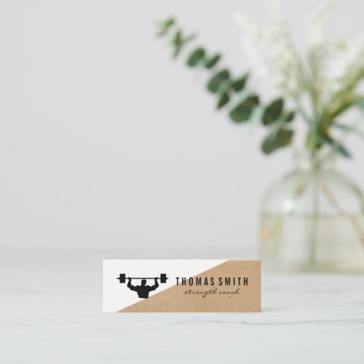 Barbell Personal Trainer Color Block Mini Visitekaartje (Staand voorkant)