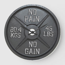 Barbell Plate Wall Clock - No Pain No Gain Grote Klok