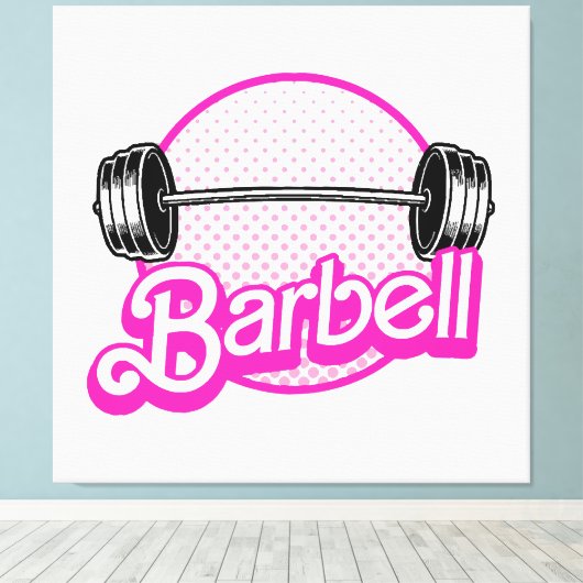 Barbell - roze canvas afdruk (Insitu (Houten vloer))