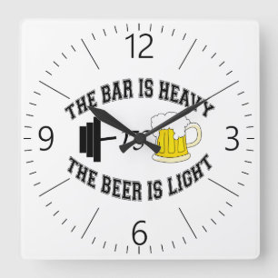 Barbell versus bier vierkante klok