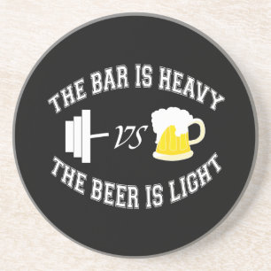 Barbell vs bier zandsteen onderzetter