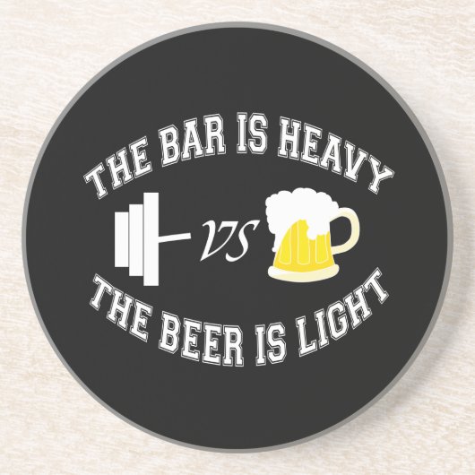 Barbell vs bier zandsteen onderzetter (Voorkant)
